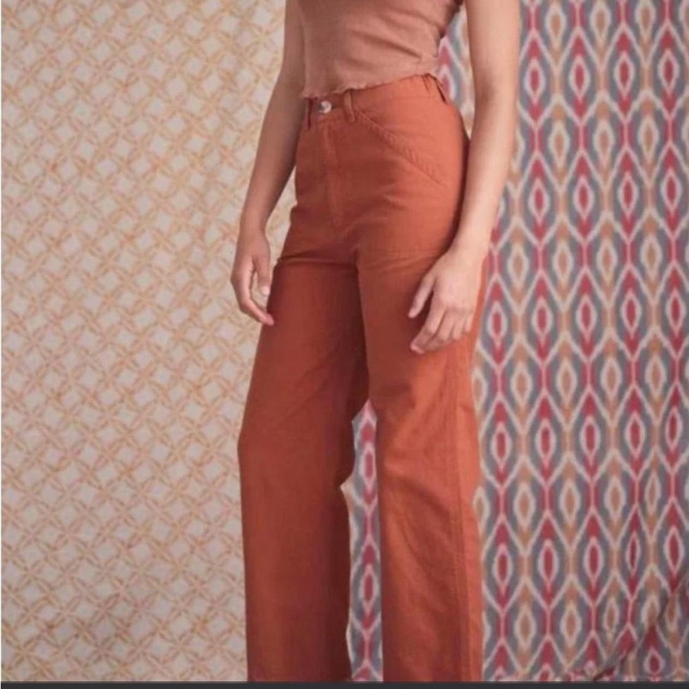Wide Leg High-Rise Pants in Rust